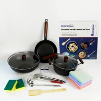 Ancient method hammered 15-piece cookware set