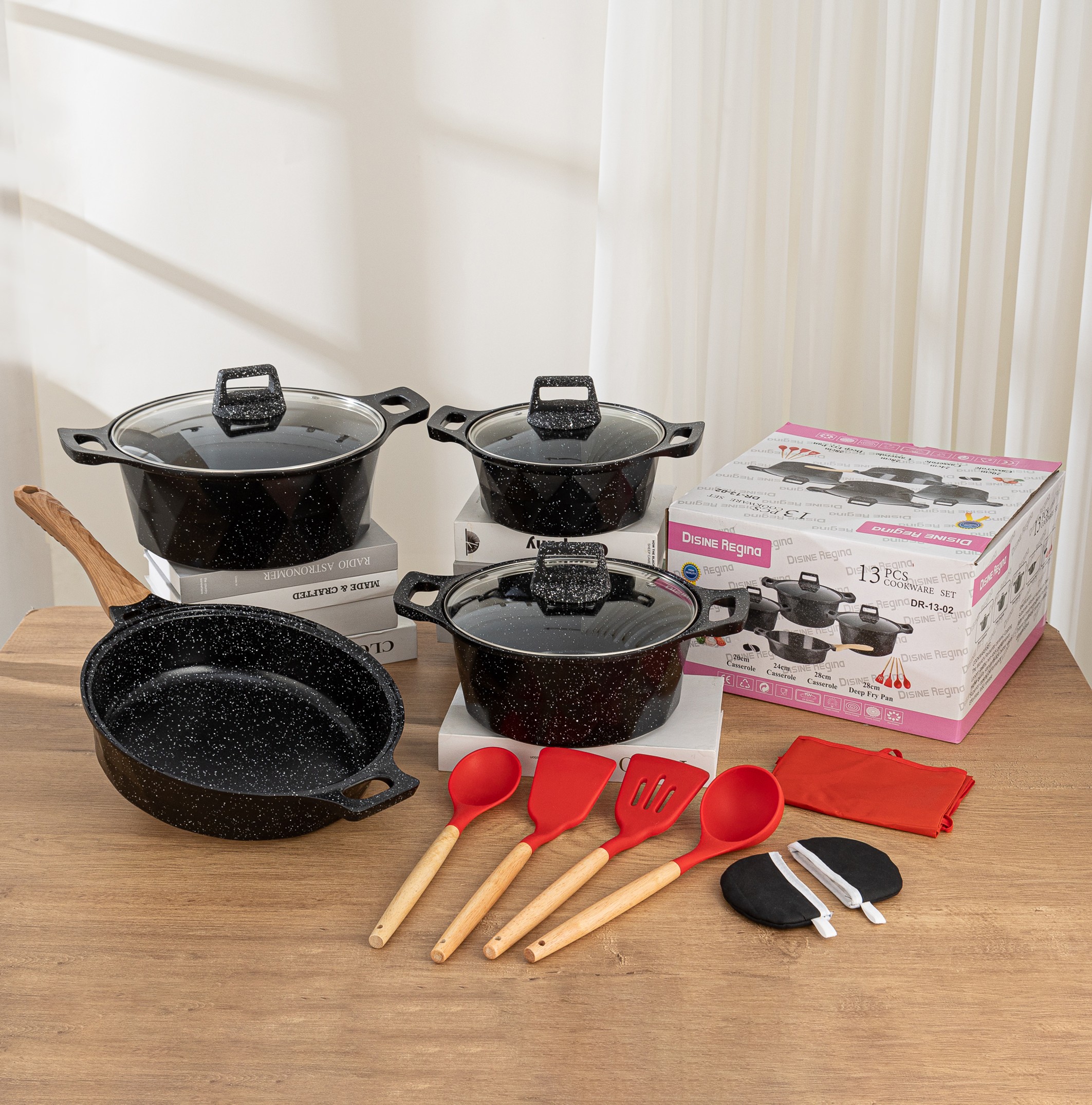 13-piece aluminum pot set (large diamond type)