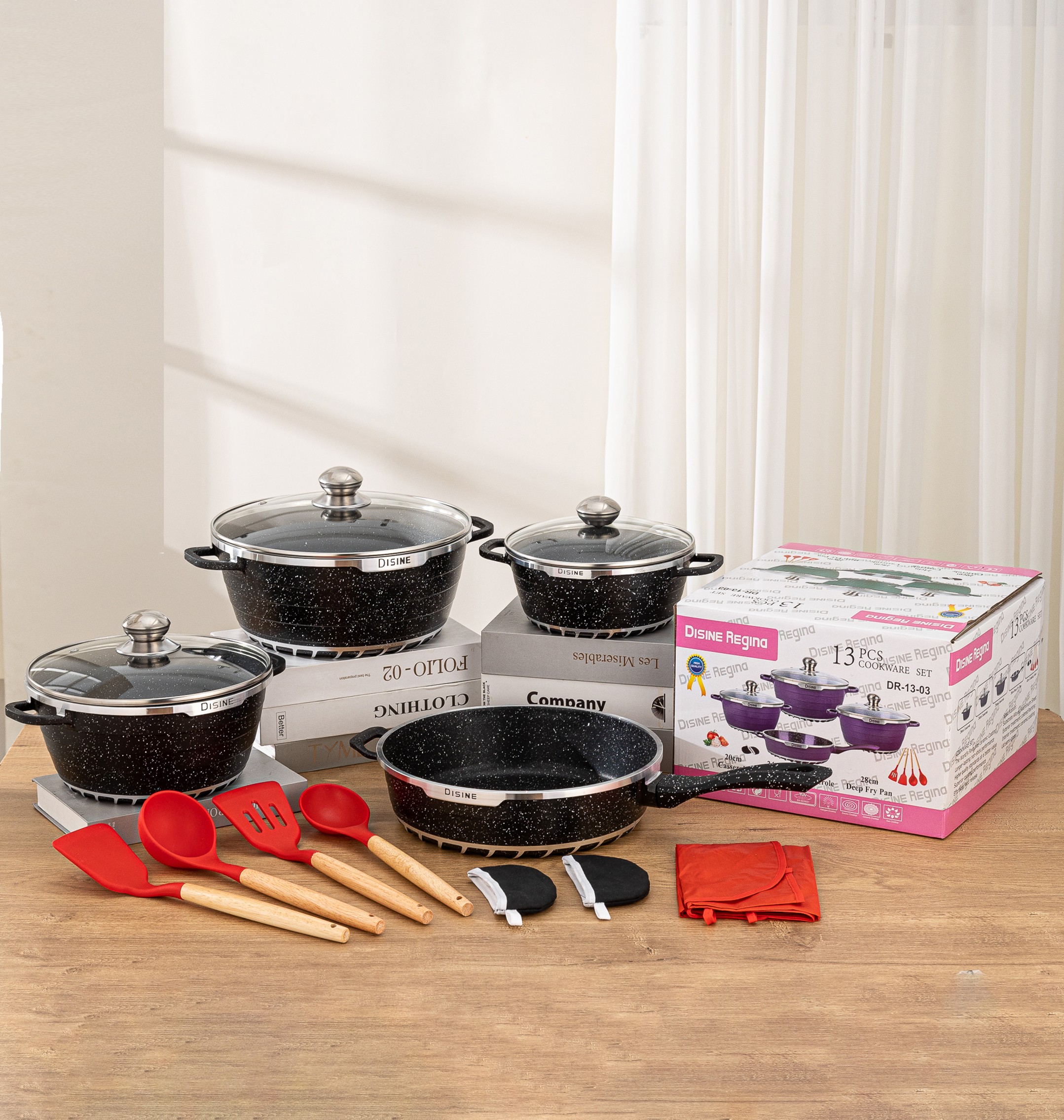 13-piece aluminum pot set (striped)