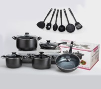 16-piece aluminum pot set (glass type)